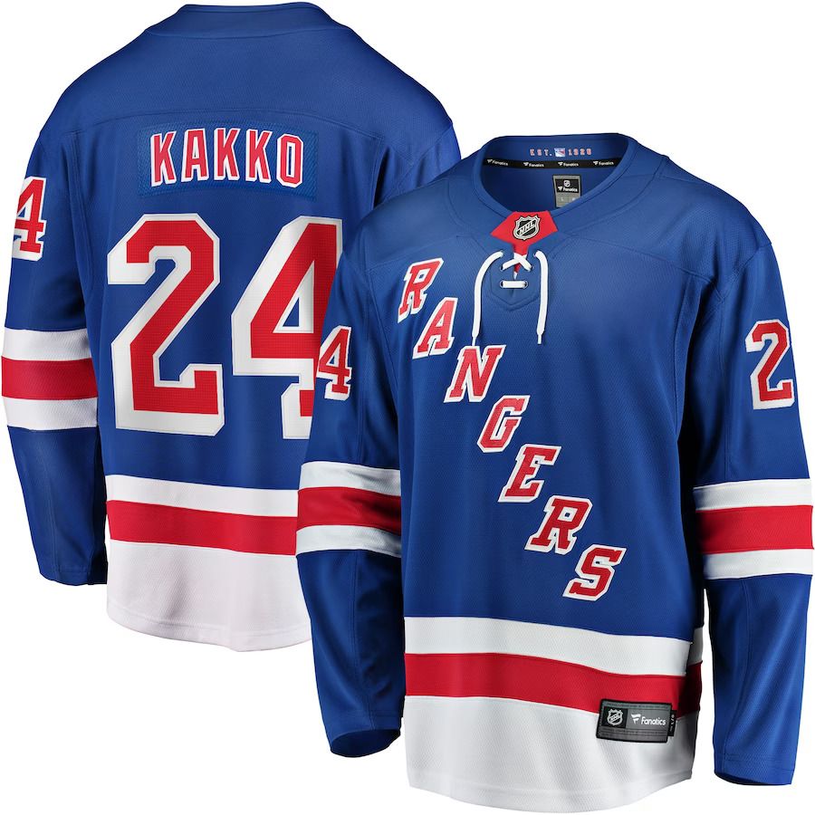 Men New York Rangers 24 Kaapo Kakko Fanatics Branded Blue Home Premier Breakaway Player NHL Jersey